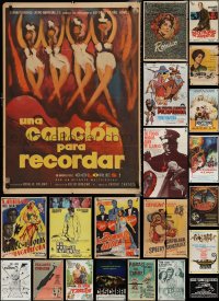 1x0491 LOT OF 56 FOLDED SPANISH LANGUAGE MOVIE POSTERS 1950s-1970s a variety of movie images!
