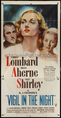 1y0343 VIGIL IN THE NIGHT 3sh 1940 great artwork of beautiful Carole Lombard, Brian Aherne!