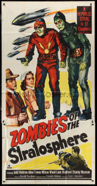 1y0346 ZOMBIES OF THE STRATOSPHERE 3sh 1952 cool art of aliens with guns including Leonard Nimoy!