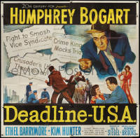 1y0313 DEADLINE-U.S.A. 6sh 1952 news editor Humphrey Bogart, best journalism movie ever, ultra rare!