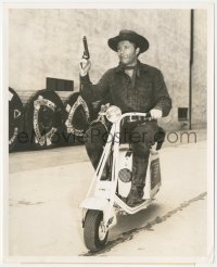1y1823 BAD MEN OF MISSOURI candid 8x10 still 1941 cowboy Wayne Morris riding scooter on lot by Ellis!