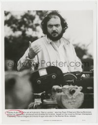 1y1825 BARRY LYNDON candid 8x10.25 still 1975 c/u of director Stanley Kubrick standing over camera!