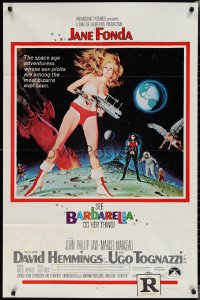 1y0592 BARBARELLA 1sh 1968 sci-fi art of super sexy Jane Fonda by McGinnis, Roger Vadim!