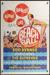 1y0593 BEACH BALL 1sh 1965 Edd Byrnes, The Supremes, sexy blonde Chris Noel in bikini!