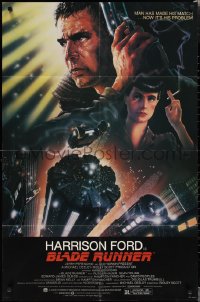 1y0608 BLADE RUNNER studio style 1sh 1982 Ridley Scott sci-fi classic, art of Harrison Ford by Alvin!
