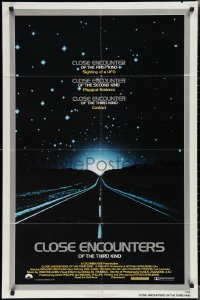1y0635 CLOSE ENCOUNTERS OF THE THIRD KIND 1sh 1977 Spielberg's sci-fi classic, silver border design!