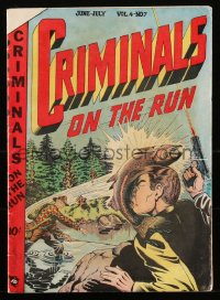 1y0381 CRIMINALS ON THE RUN #7 comic book June 1949 L.B. Cole cover art of suprise trout attack!