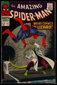 1y0488 SPIDER-MAN #44 comic book January 1967 Where Crawls The Lizard by John Romita!