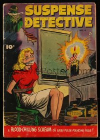 1y0443 SUSPENSE DETECTIVE #4 comic book 1952 pre-code bondage cover of bound blonde in peril!