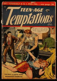 1y0446 TEEN-AGE TEMPTATIONS #8 comic book June 1954 The Price of Sinful Dates Masquerade Marriage!