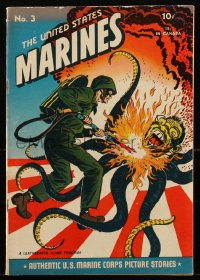 1y0456 UNITED STATES MARINES #3 comic book 1944 wild WWII propaganda art of tentacled Tojo fried!