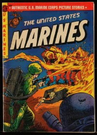 1y0457 UNITED STATES MARINES #7 comic book 1952 WWII propaganda flamethrower cover art by Dick Ayers!