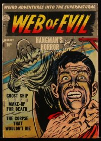 1y0465 WEB OF EVIL #2 comic book January 1952 pre-code horror, hangman art by Jack Cole & others!