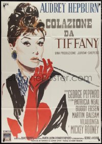 1y0063 BREAKFAST AT TIFFANY'S 39x55 Italian commercial poster 2000s McGinnis art of Audrey Hepburn!