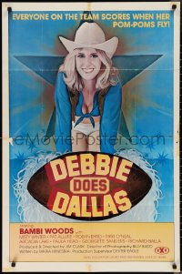 1y0652 DEBBIE DOES DALLAS 25x38 1sh 1978 sexy art of cheerleader Bambi Woods over title football!