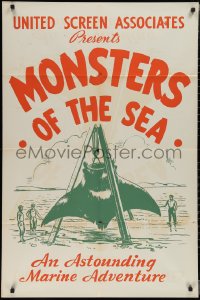 1y0658 DEVIL MONSTER 1sh R1930s Monsters of the Sea, cool artwork of giant manta ray!