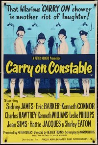1y0619 CARRY ON CONSTABLE English 1sh 1961 wacky art of naked English cops in the shower!