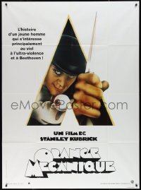 1y0013 CLOCKWORK ORANGE French 1p R1990s Stanley Kubrick classic, Castle art of Malcolm McDowell!