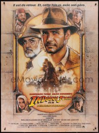 1y0026 INDIANA JONES & THE LAST CRUSADE French 1p 1989 art of Ford & Connery by Drew Struzan!