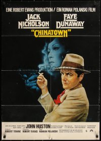 1y1361 CHINATOWN German 1974 Roman Polanski directed classic, cool art of Nicholson by Amsel!