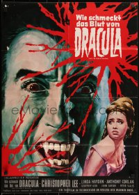 1y1384 TASTE THE BLOOD OF DRACULA German 1970 Hammer, art of vampire Christopher Lee by Rehak!