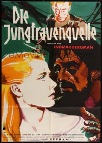 1y1385 VIRGIN SPRING German 1960 Ingmar Bergman's Jungfrukallan, Max von Sydow, cool Hubner art!