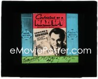 1y1529 CONFESSIONS OF A NAZI SPY glass slide 1939 art of Robinson, 1st Hollywood anti-Nazi movie!