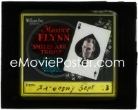 1y1577 SMILES ARE TRUMP glass slide 1922 Maurice 'Lefty' Flynn in ace of spades playing card!