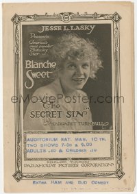 1y1514 SECRET SIN herald 1915 Blanche Sweet plays twins, one addicted to opium by Hayakawa, rare!