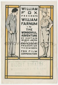1y1525 WONDERFUL ADVENTURE herald 1915 drug addict William Farnum in a dual role, ultra rare!