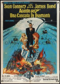 1y0188 DIAMONDS ARE FOREVER Italian 1p 1971 Sean Connery as James Bond & girls by de Berardinis!