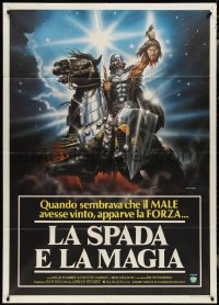 1y0305 SORCERESS Italian 1p 1984 different Casaro art of knight on horse holding severed head!