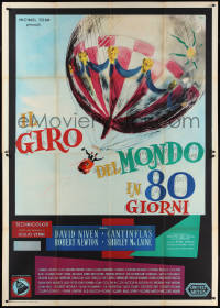 1y0241 AROUND THE WORLD IN 80 DAYS Italian 2p 1958 different balloon art by Ercole Brini!