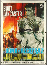 1y0282 BIRDMAN OF ALCATRAZ Italian 2p 1962 cool Casaro art of Burt Lancaster, Frankenheimer classic!