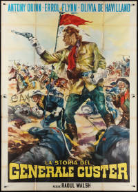 1y0289 THEY DIED WITH THEIR BOOTS ON Italian 2p R1963 Stefano art of Errol Flynn at Little Big Horn!