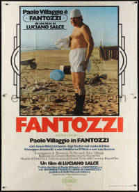 1y0279 WHITE COLLAR BLUES Italian 2p 1975 wacky Paolo Villaggio as half-naked Fantozzi on the beach!