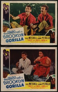 1y1297 BELA LUGOSI MEETS A BROOKLYN GORILLA 2 LCs 1952 both w/ Jerry Lewis lookalike Sammy Petrillo!