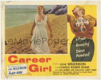 1y1047 CAREER GIRL LC 1959 busty June Wilkinson on the beach, you've got to see it to believe it!