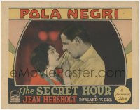 1y1190 SECRET HOUR LC 1928 romantic close up of pretty Pola Negri embracing Kenneth Thomson!