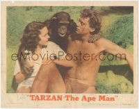 1y1206 TARZAN THE APE MAN LC #2 R1954 wounded Johnny Weismuller, Maureen O'Sullivan & Cheetah!