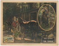 1y1207 TERROR LC 1926 great image of cowboy Art Acord gearing up his horse for adventure!