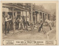 1y1217 TREAT 'EM ROUGH LC 1919 Tom Mix with two guns drawn confronting the gang of bad guys!