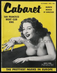 1y1448 CABARET magazine October 1955 sexy nude Tempest Storm cover, Marilyn Monroe of Burlesque!
