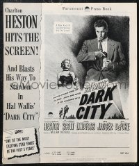1y0081 DARK CITY pressbook 1950 Charlton Heston hits the screen in his first movie, very rare!