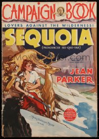 1y0147 SEQUOIA pressbook 1934 art of pretty Jean Parker with rifle & wild animals, ultra rare!