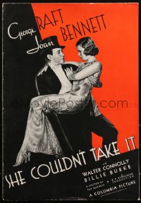 1y0148 SHE COULDN'T TAKE IT pressbook 1935 George Raft carrying pretty Joan Bennett, ultra rare!
