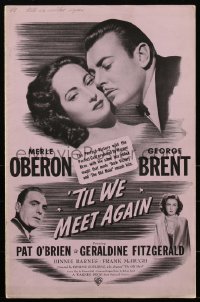 1y0162 TIL WE MEET AGAIN pressbook 1940 George Brent & Merle Oberon doomed romance, ultra rare!