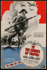 1y0163 TO THE SHORES OF TRIPOLI pressbook 1942 Maureen O'Hara, Payne & Randolph Scott, ultra rare!