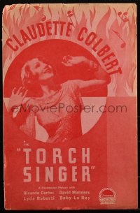 1y0165 TORCH SINGER pressbook 1933 Claudette Colbert between Ricardo Cortez & David Manners, rare!