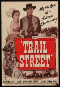 1y0167 TRAIL STREET pressbook 1947 cowboy Randolph Scott w/ guns & sexy Anne Jeffreys, ultra rare!